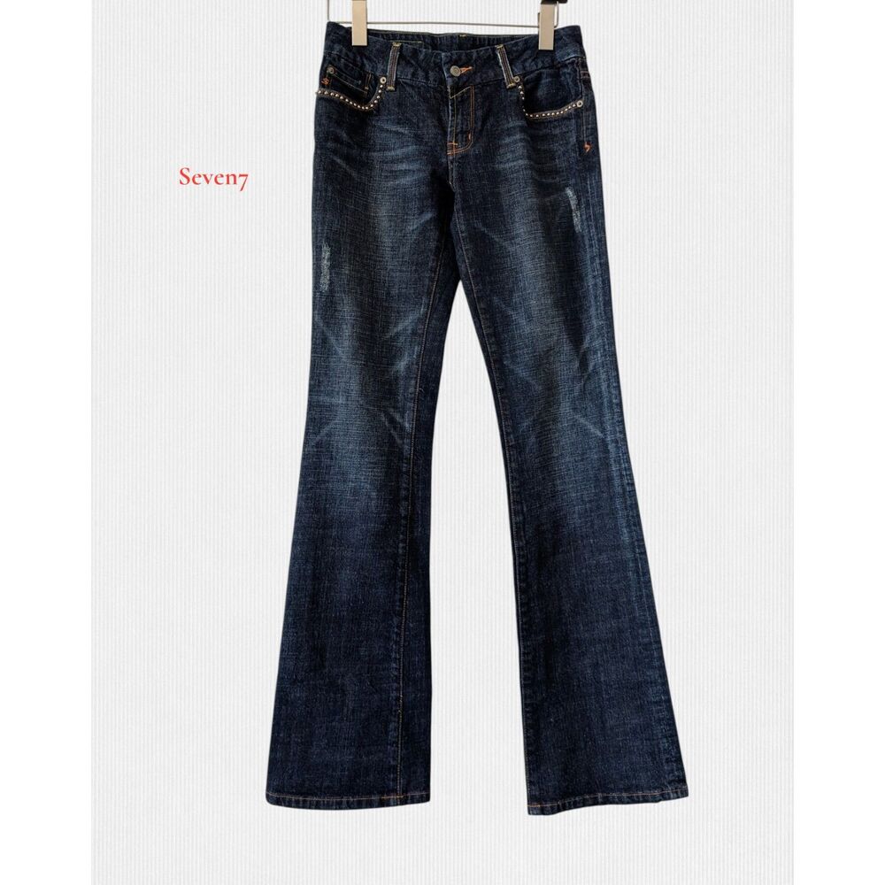 Seven7 regular bootcut jeans size 27 studded embellished stretch denim